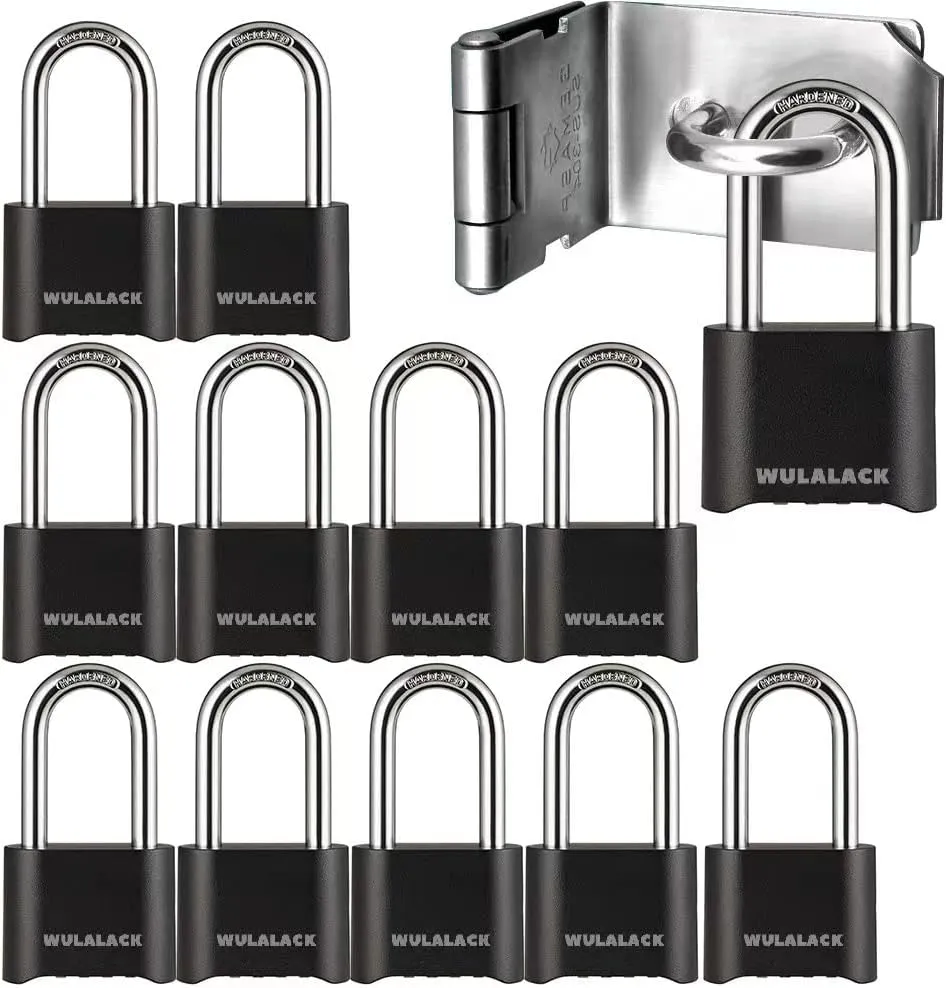 Combination Lock - 12 Pack Long Shackle Combo for Gates, Sheds, and Storage