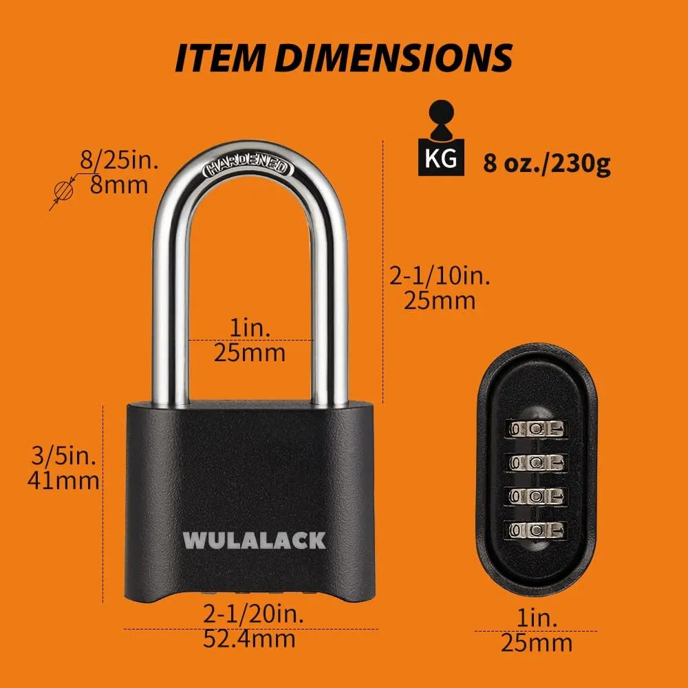 Combination Lock - 12 Pack Long Shackle Combo for Gates, Sheds, and Storage