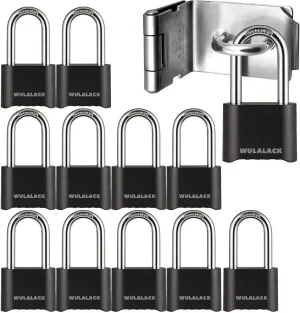 Combination Lock - 12 Pack Long Shackle Combo for Gates, Sheds, and Storage