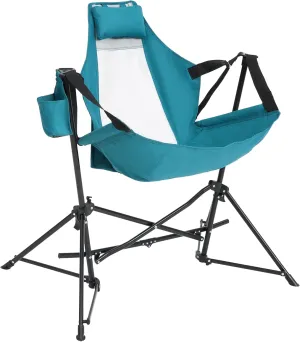 Comfortable and Portable Folding Hammock Camping Chair, Adjustable Straps, Durable Steel Frame, Blue