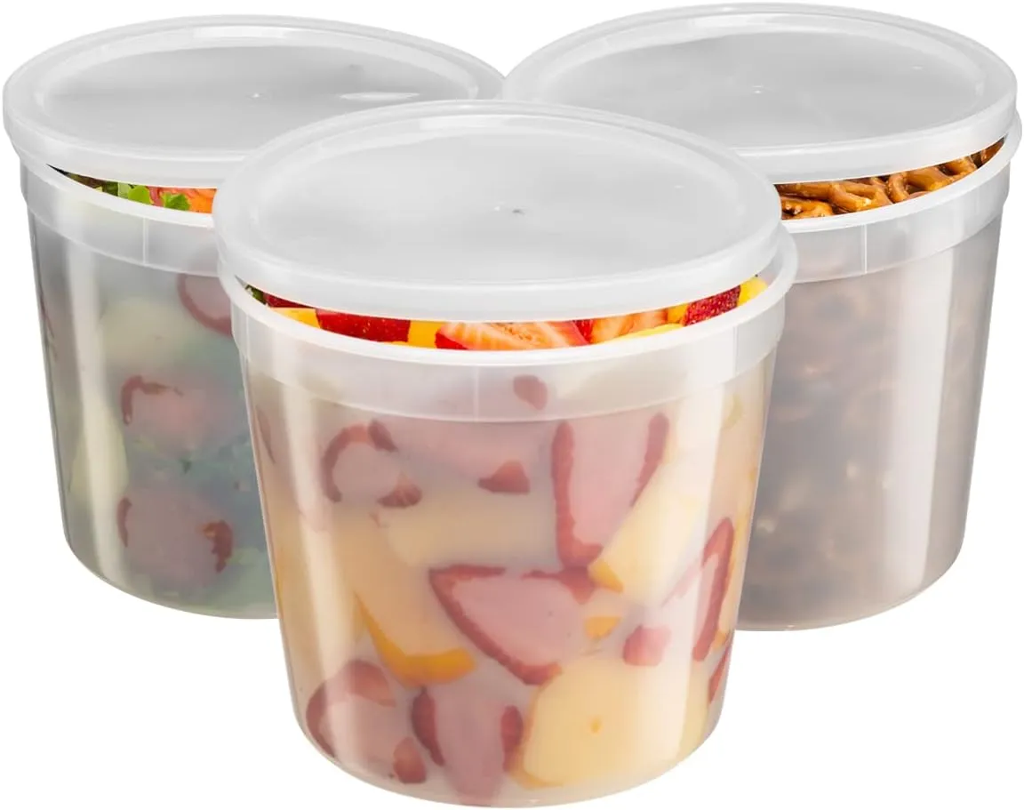 Comfy Package, (20 Sets 86 oz. Plastic Food Storage Deli Containers with Lids, Ice Cream Bucket & Soup Pail