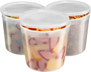 Comfy Package, (20 Sets 86 oz. Plastic Food Storage Deli Containers with Lids, Ice Cream Bucket & Soup Pail