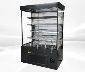 Commercial Open Air Display Refrigerator, 51.2" Wide, 4-Shelf, 15 Cu.Ft, Black Stainless Steel FGMGOR1300