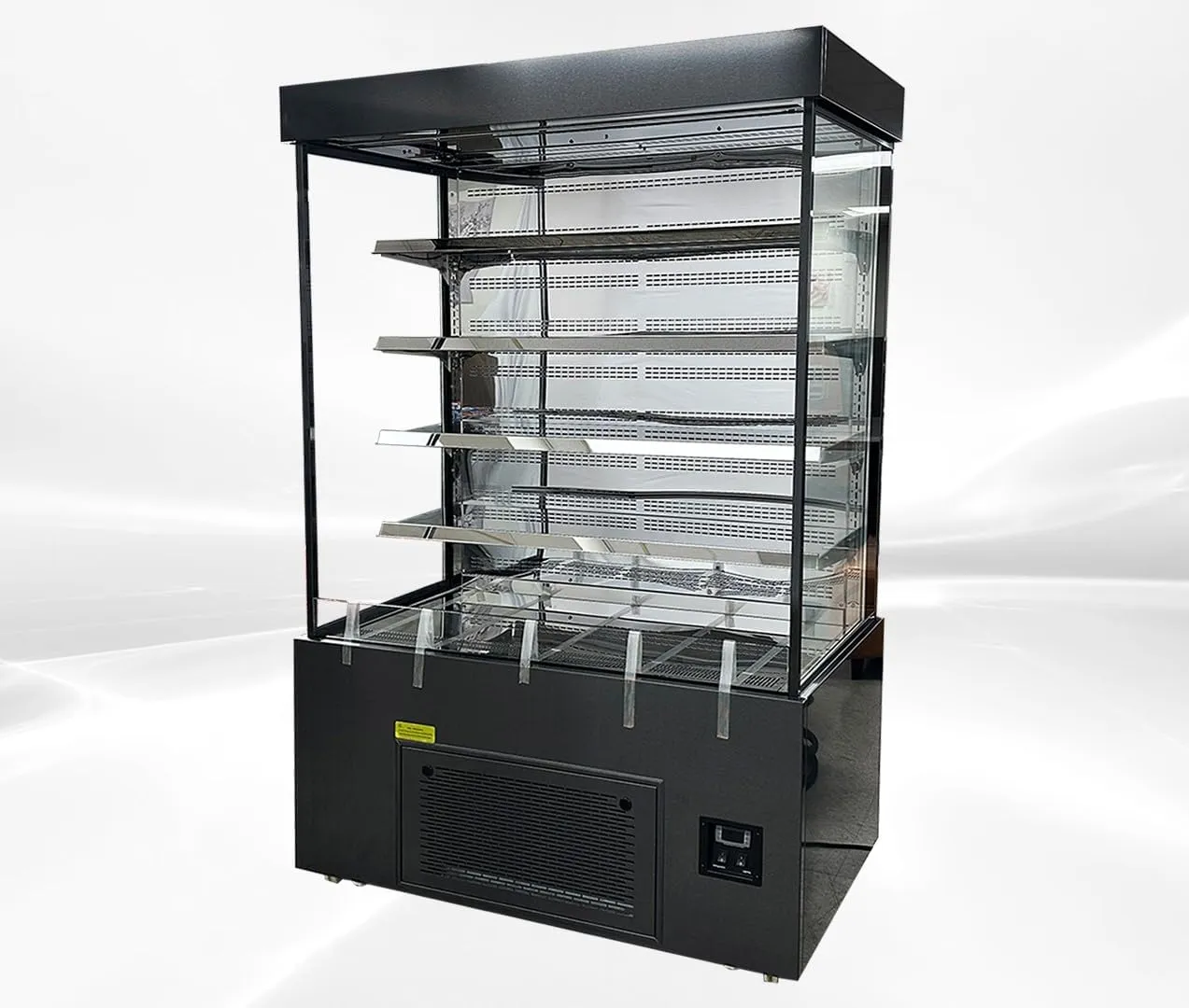 Commercial Open Air Display Refrigerator, 51.2" Wide, 4-Shelf, 15 Cu.Ft, Black Stainless Steel FGMGOR1300