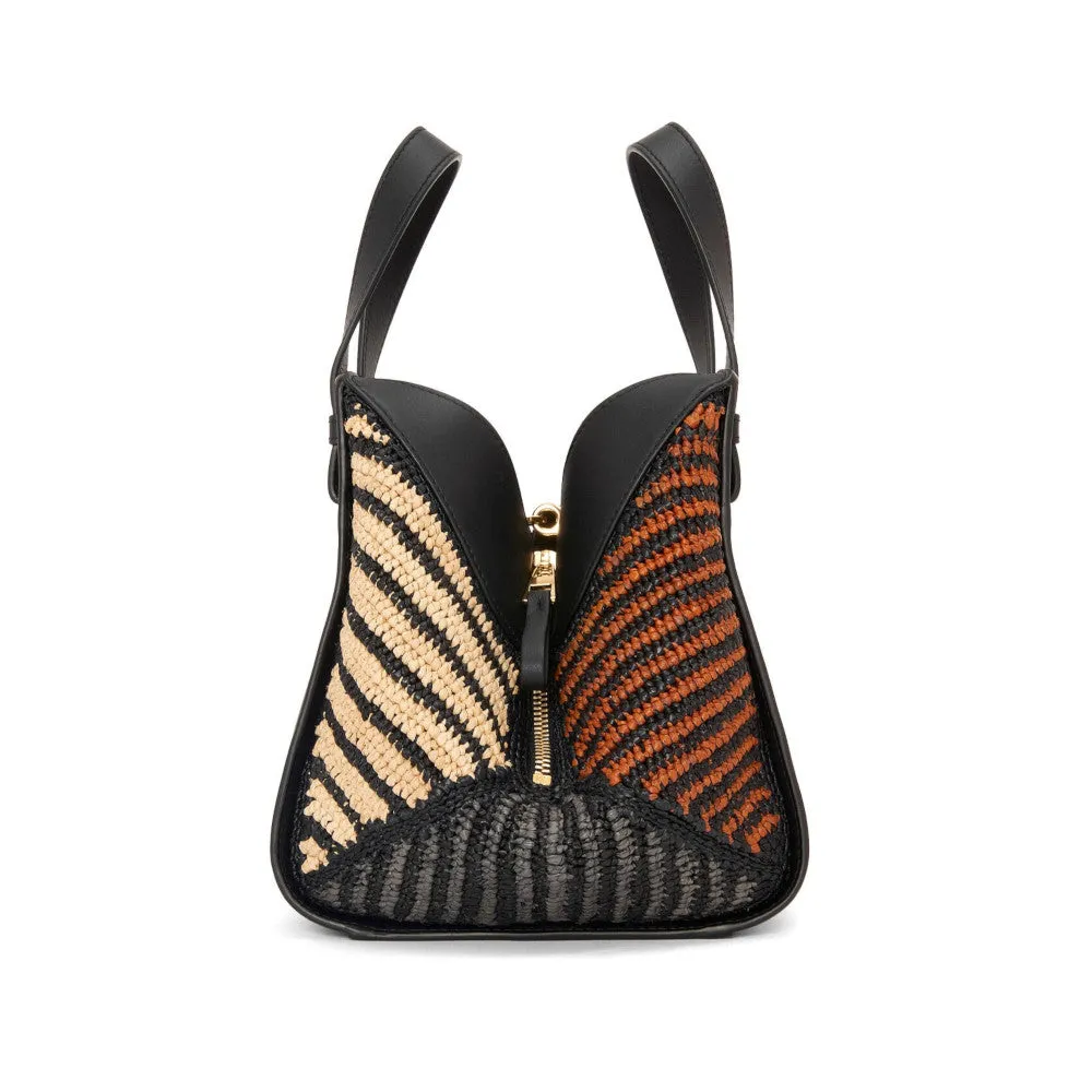 Compact Hammock bag in raffia and calfskin