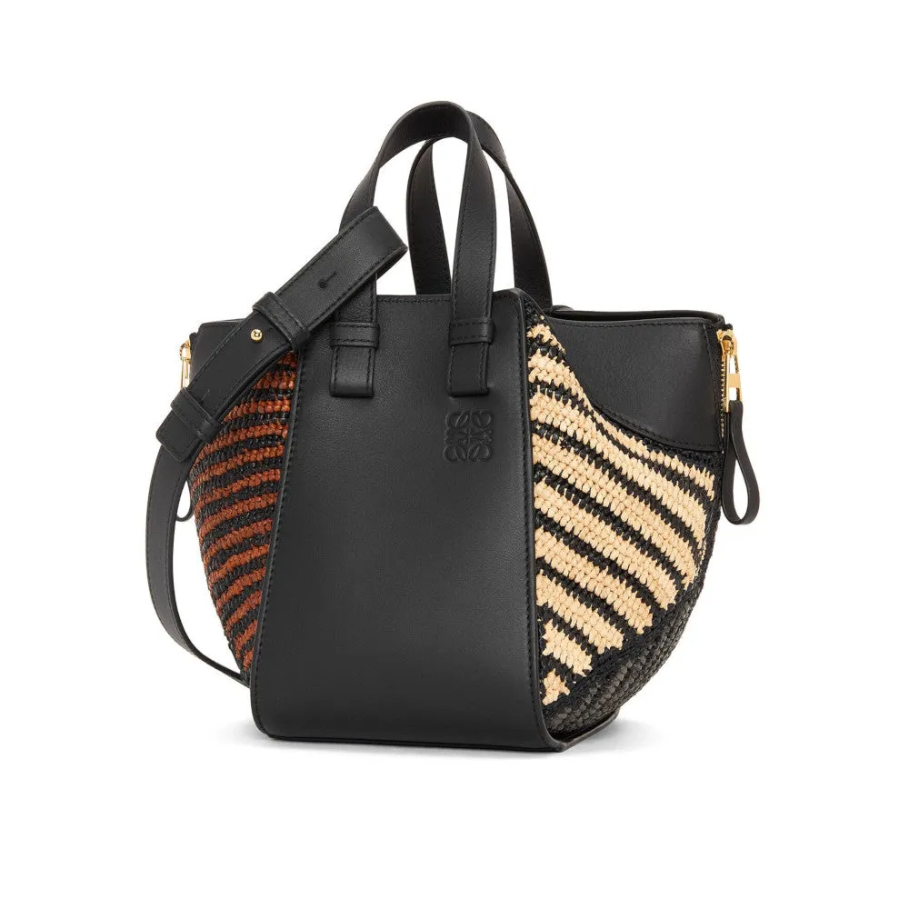 Compact Hammock bag in raffia and calfskin