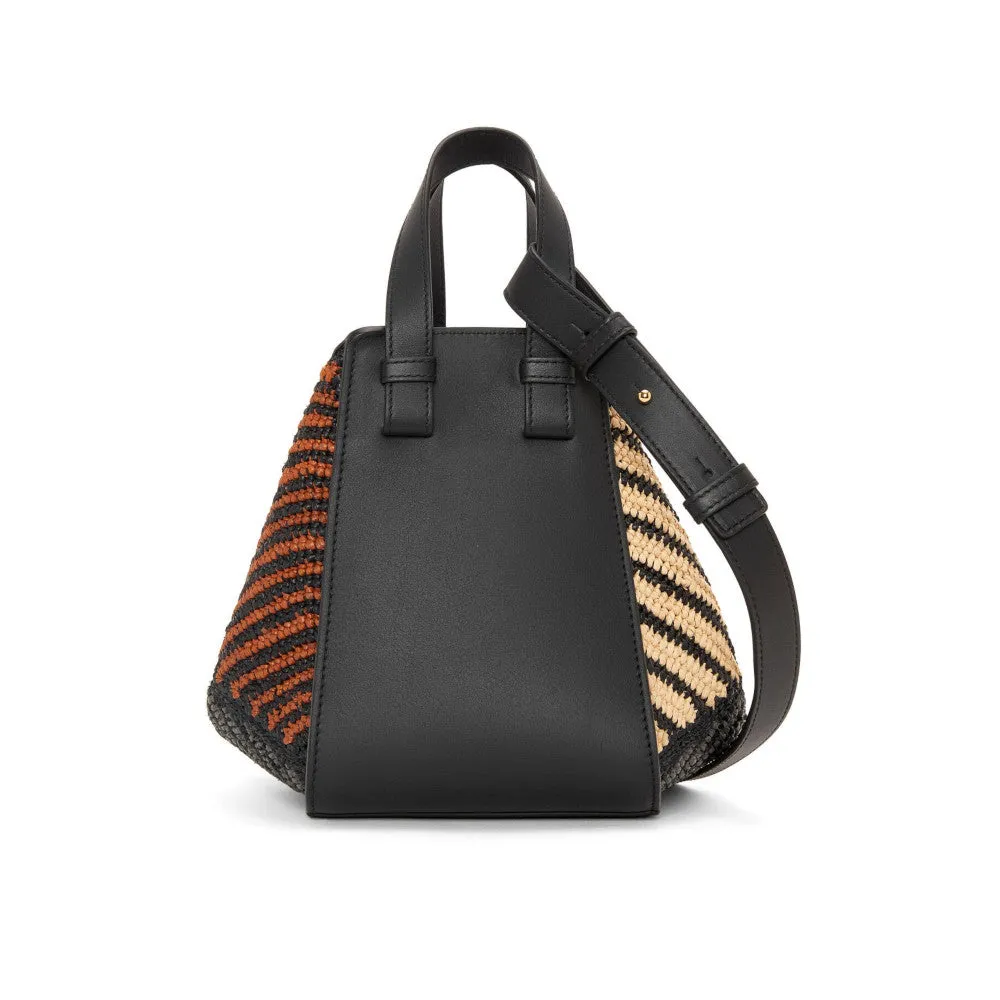 Compact Hammock bag in raffia and calfskin