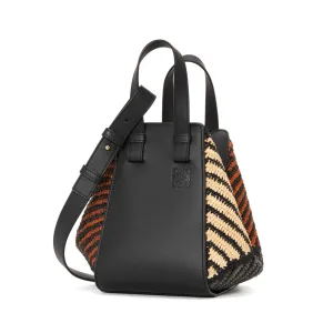 Compact Hammock bag in raffia and calfskin