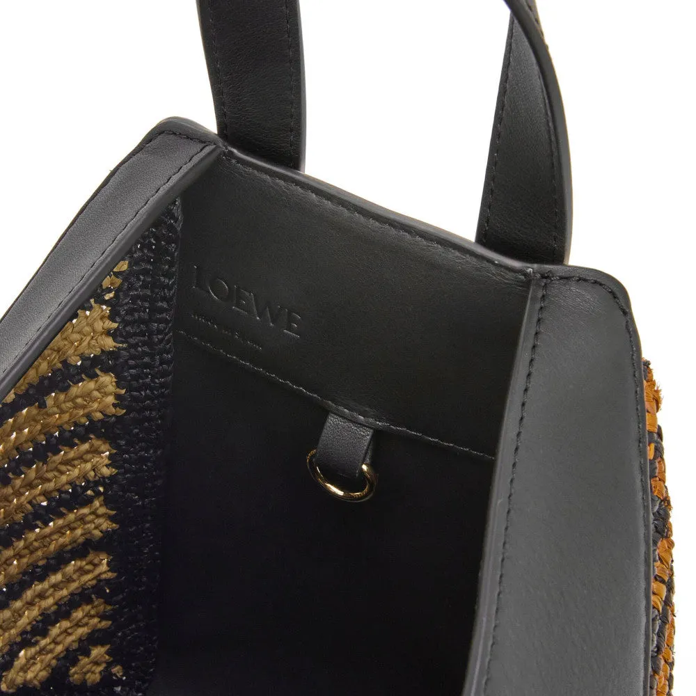 Compact Hammock bag in raffia and calfskin