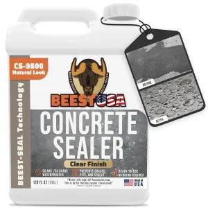 Concrete Sealer - 9500 Ready to Use, 1 Gallon Covers up to 150-400 sq ft (Single Coat)| Penetrating Paver Sealer, Salt & Water Repellent| DOT Approved Silane/Siloxane for Stone, Patio, Driveway, Brick