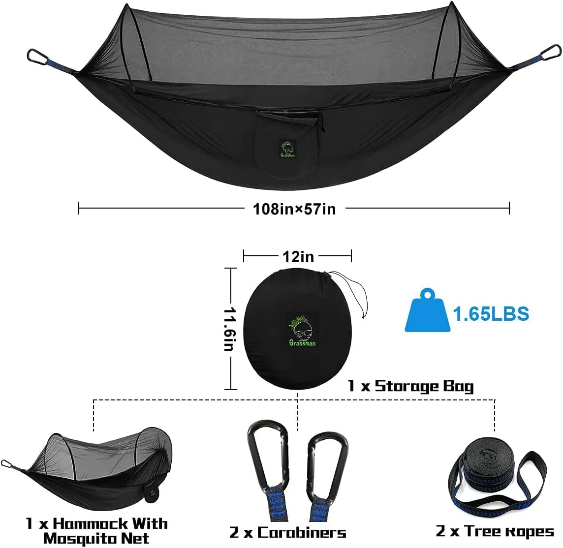 Consistent quality for Portable Hammock Backpacking, Travel Beach Tent Camping, or Net Camping Mosquito Net, for Indoor, Hammock Hammock Friendly Hiking, Camping Outdoor, Double, with Accessories Single Backyard,
