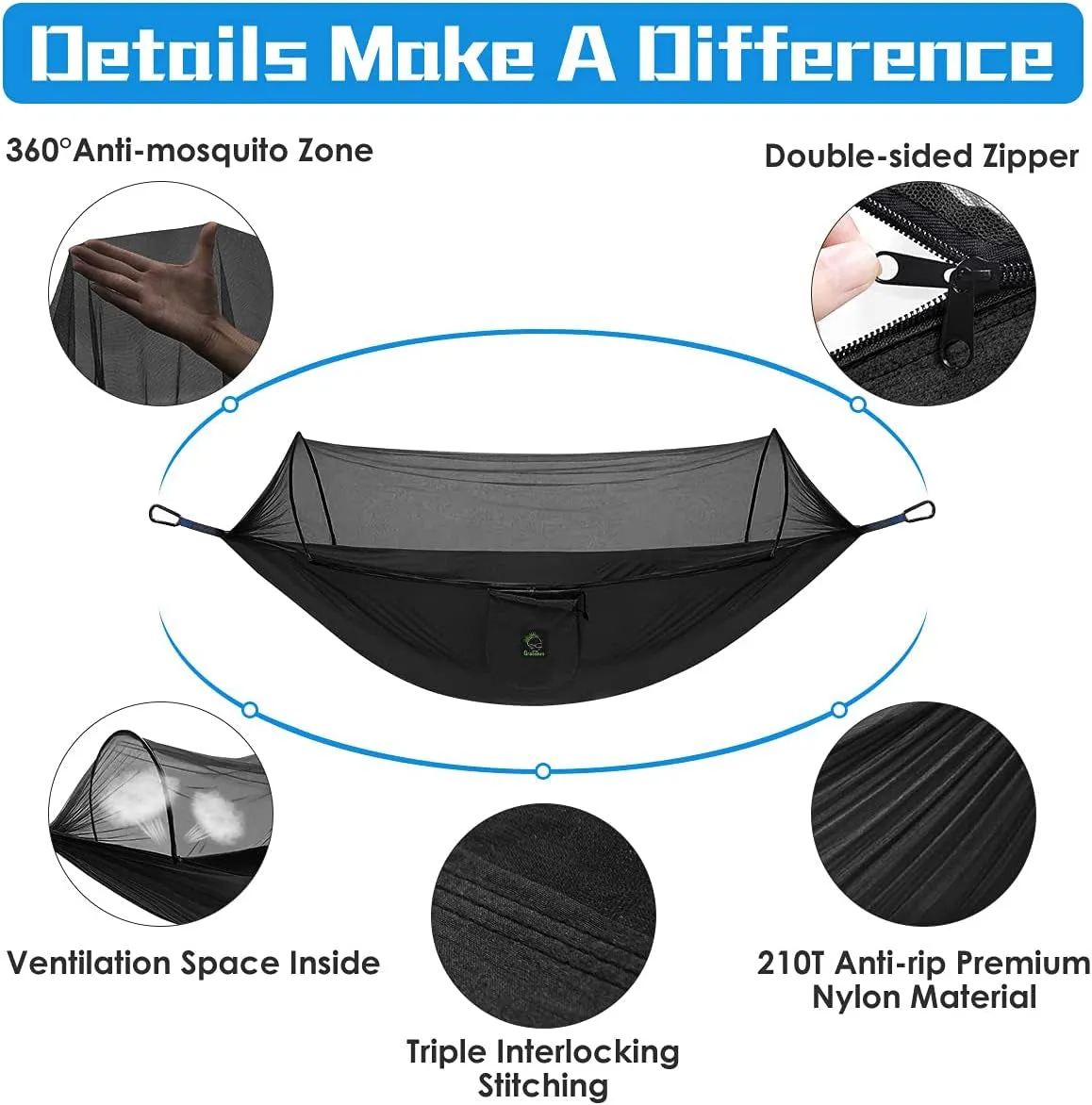 Consistent quality for Portable Hammock Backpacking, Travel Beach Tent Camping, or Net Camping Mosquito Net, for Indoor, Hammock Hammock Friendly Hiking, Camping Outdoor, Double, with Accessories Single Backyard,