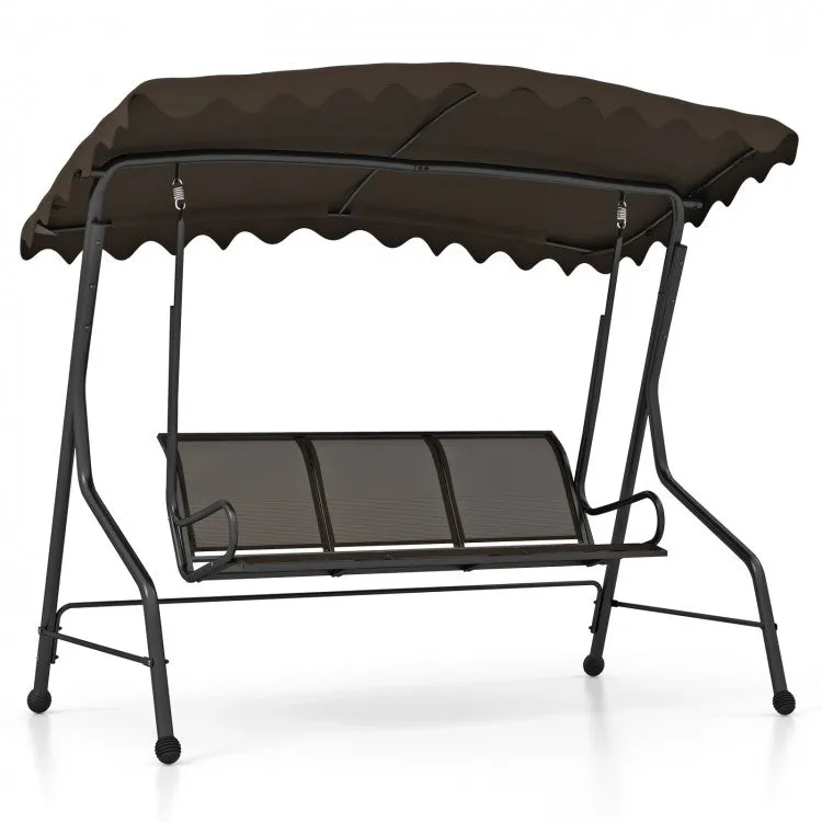 Costway Outdoor Swing with Canopy for 3 - Features Adjustable Sunshade, Suitable for Garden, Patio, and Porch