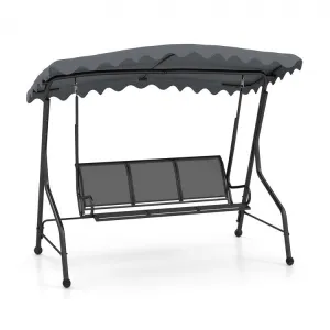 Costway Outdoor Swing with Canopy for 3 - Features Adjustable Sunshade, Suitable for Garden, Patio, and Porch