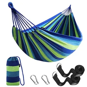 Cotton Hammock,Comfortable Fabric Hammock w/ Tree Straps-Up to 660lbs