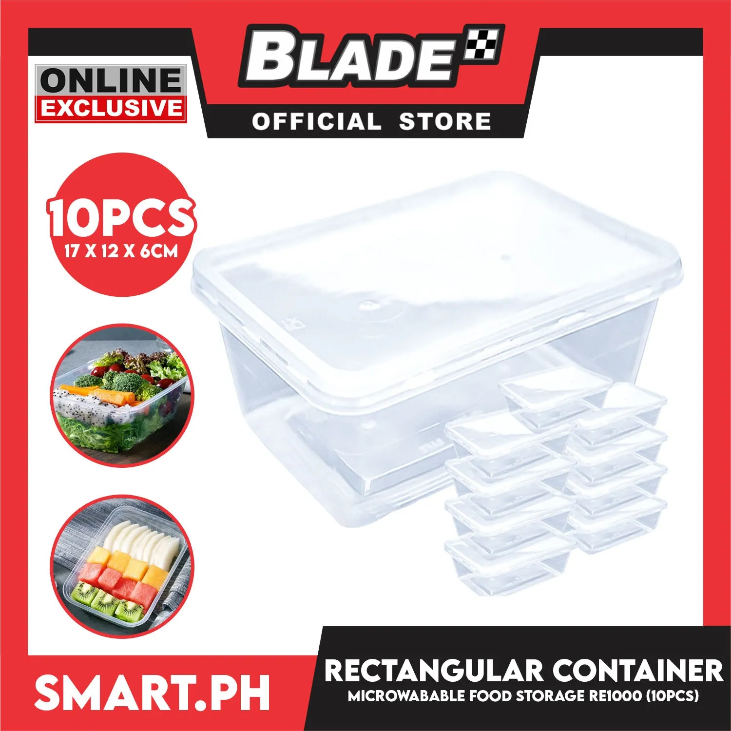 Croco Microwavable Container Rectangular 17x12x6CM RE1000 (Set of 10)