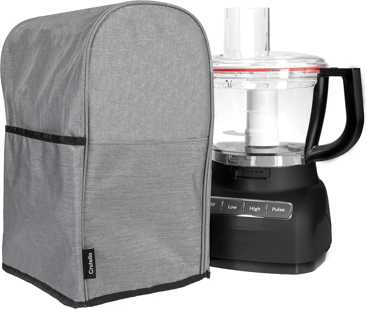 Crutello Food Processor Cover with Storage Pockets for Large 11-14 Cup Processors, Fits Various Brands