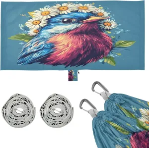 Daisies and Blue Birds Camping Hammock Single Portable Hammocks 330 lbs Capacity with 2 Tree Straps and Attached Carry Bag,Perfect for Outdoor,Indoor,Beach,Camping,Travel