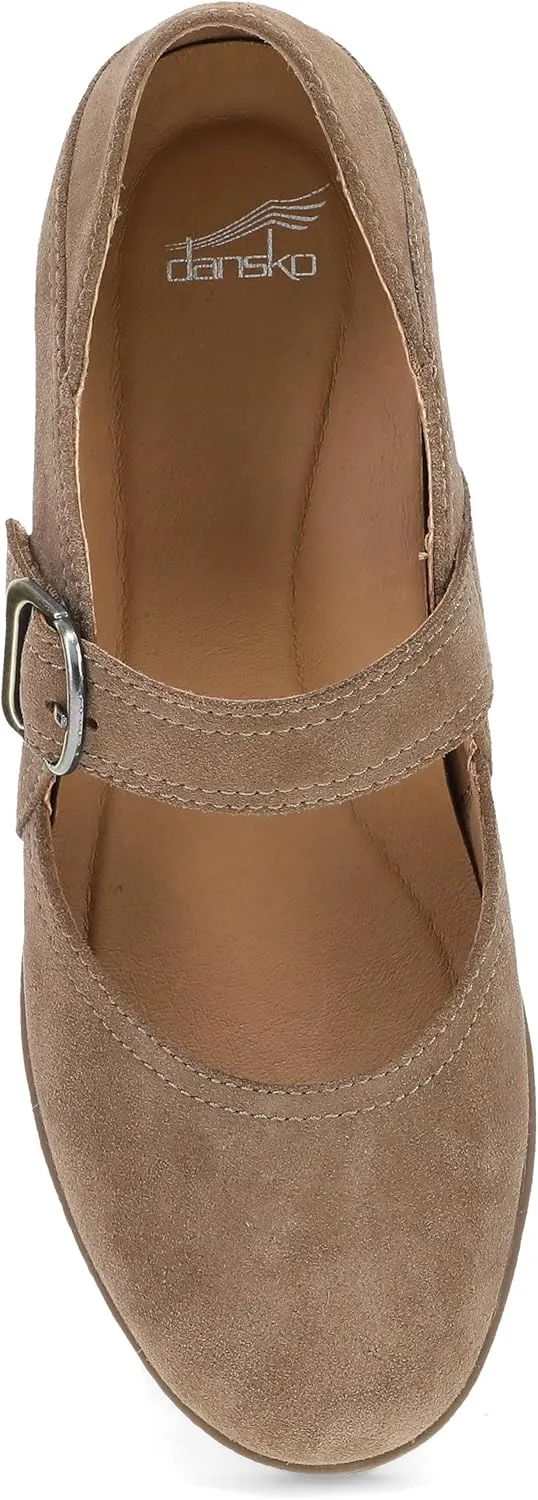 Dansko Sandy Wedge Mary Jane for Women - Durable Waterproof Leathers and Leather-Stacked Heel - Adjustable Hook & Loop Strap with Buckle Detail