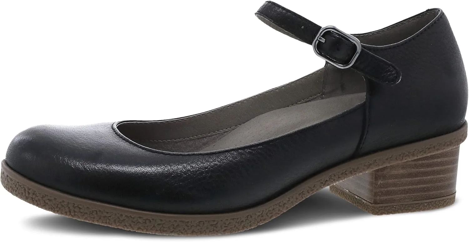 Dansko Women's Deena Mary Jane - Waterproof Leather with Rubber Outsole and Leather Stacked Heel for Long-Lasting Style in Any Weather Natural Arch Technology for Added Support
