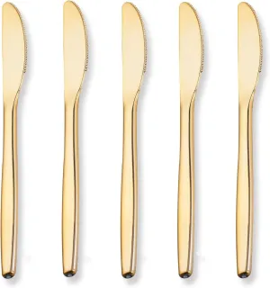DaYammi 100 Pcs Gold Plastic Knives 6.67inch, Gold Plastic Silverware Heavy Duty Disposable Knives for Dinner Parties Catering Disposable Utensils for Wedding Party