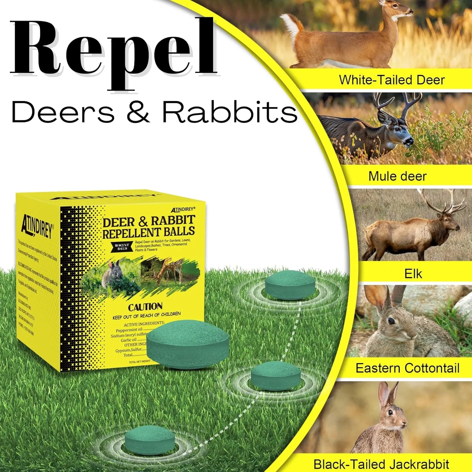 Deer & Rabbit Repellent for Outdoor Plants - Natural Garden Yard Deterrent Balls, Long-Lasting Protection for Trees, Flowers & Vegetables | Pet-Safe,12 PCS