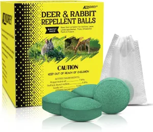 Deer & Rabbit Repellent for Outdoor Plants - Natural Garden Yard Deterrent Balls, Long-Lasting Protection for Trees, Flowers & Vegetables | Pet-Safe,12 PCS