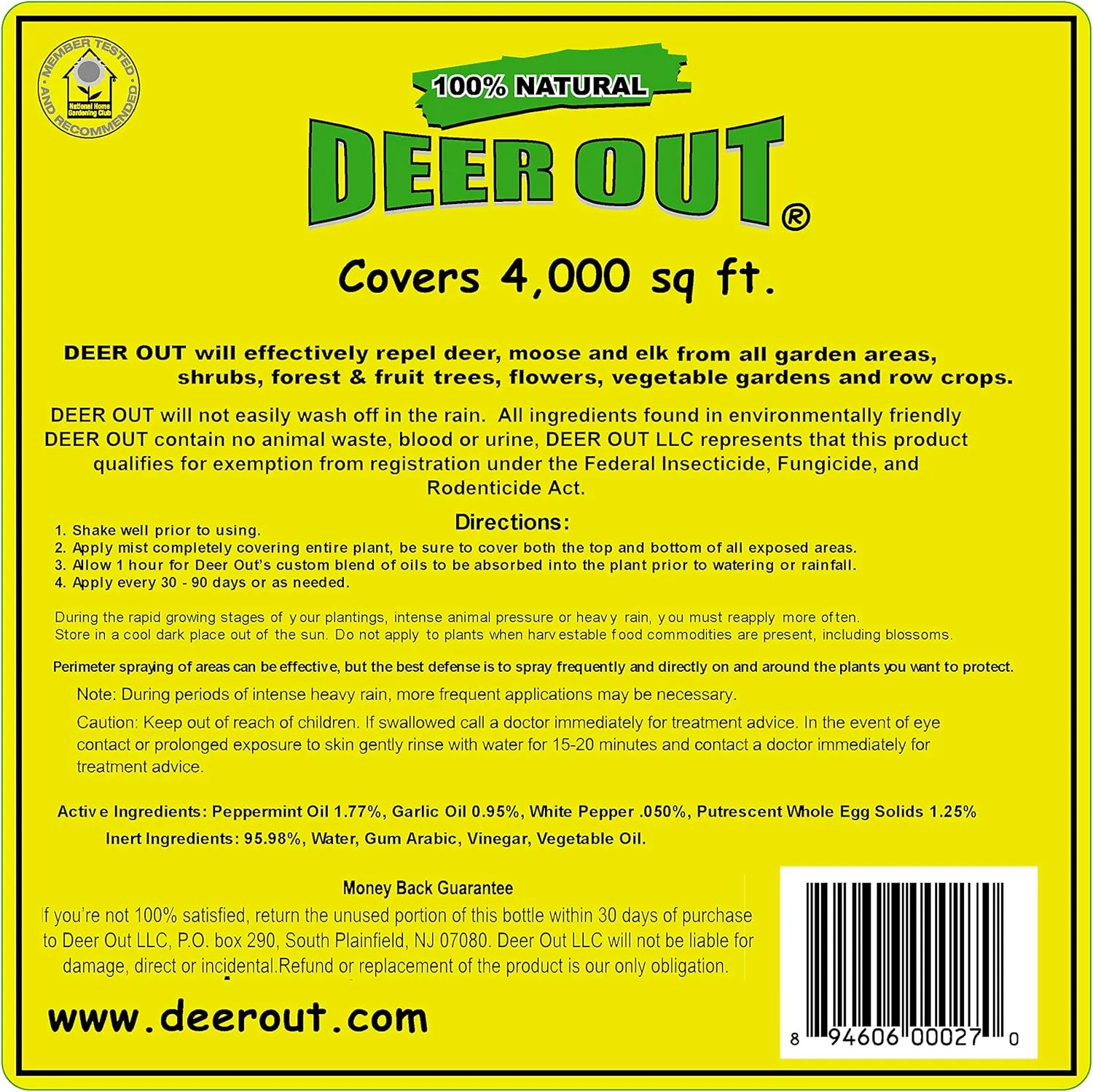 DEER OUT® 1 Gallon Ready-to-Use Refill - Deer Repellent.