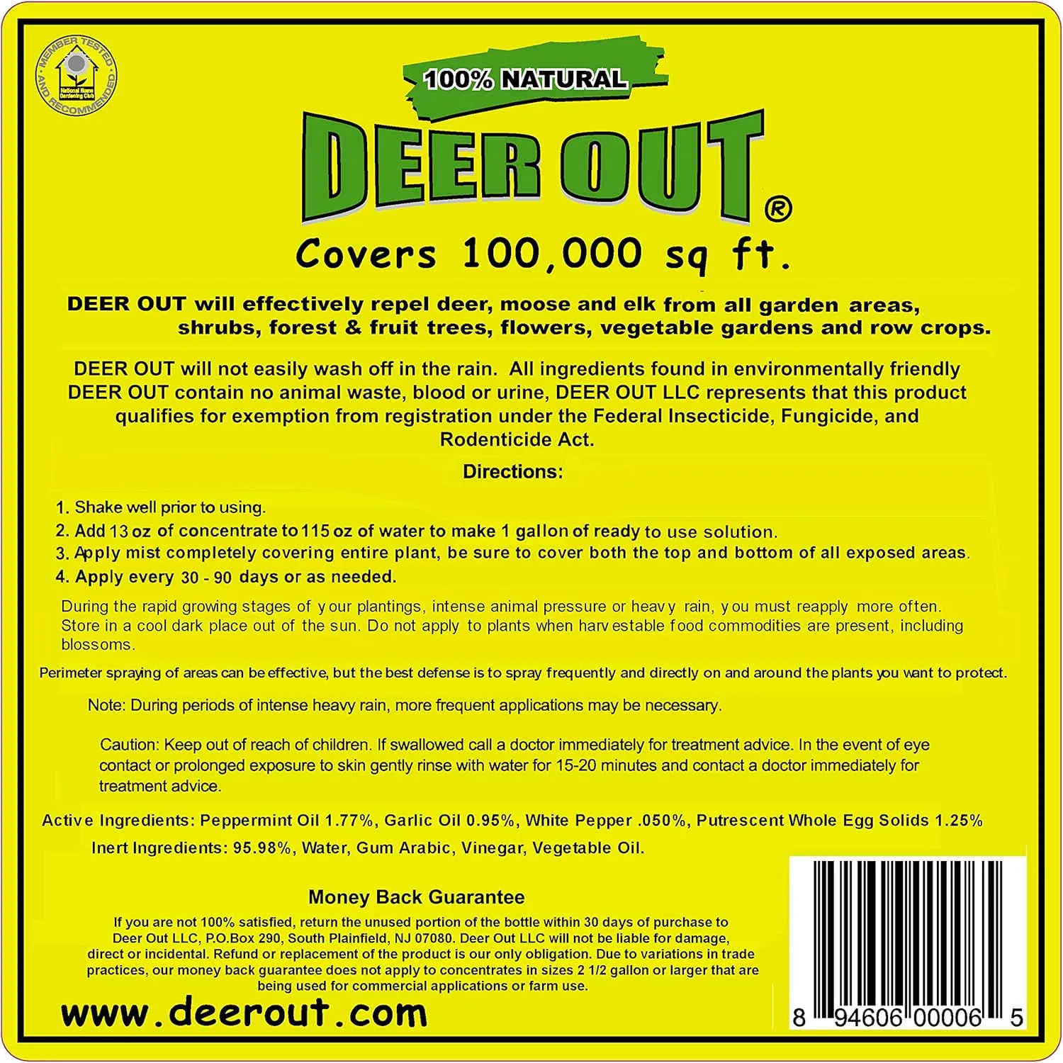 Deer Out 2.5 Gallon Concentrate Deer Repellent