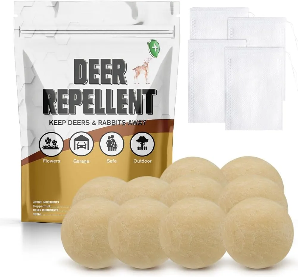 Deer Repellents Outdoor, Deer Repellents for Plants, Rabbit Repellent Outdoor, Powerful Rabbit Repellent for Garden, Deer Deterrent for Lawn, People & Pet Safe- 10 Packs