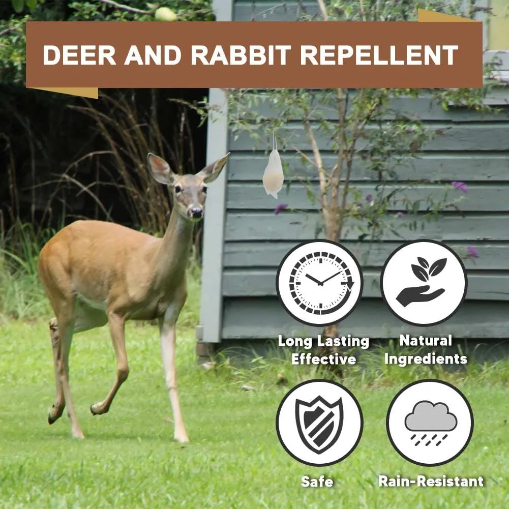 Deer Repellents Outdoor, Deer Repellents for Plants, Rabbit Repellent Outdoor, Powerful Rabbit Repellent for Garden, Deer Deterrent for Lawn, People & Pet Safe- 10 Packs