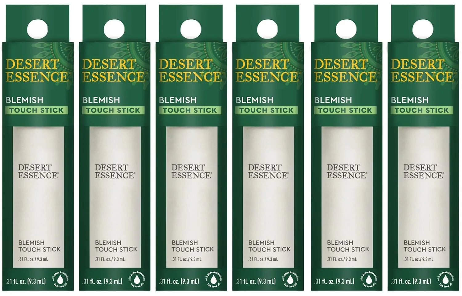 Desert Essence Herbal Blemish Touch Stick with Natural Extracts & Essential Oils - .31 Fl Ounce - Pack of 6 - Antiseptic Tea Tree Oil - Chamomile - Lavender - Palmarosa - Clear & Radiant Skin