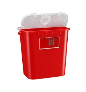 Disposable Biohazard Sharps Container, Large, 8 Gallon, Red, Translucent Container and Lid