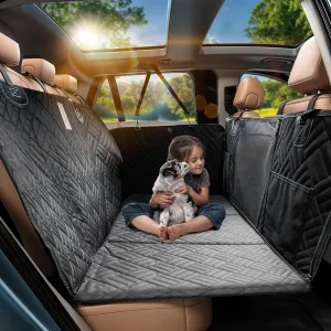 Dog Back Seat Cover Hard Bottom - Holds 400lbs - Waterproof Dog Hammock for Car - 40% Extra Space - Car, SUV & Truck Universal Size - Pet Seat Cover for Back Seat - Seat & Door Protector