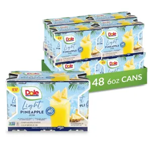 Dole Light Pineapple Juice Drink, No Added Sugar, 40 Calories Per Can, Excellent Source of Vitamin C, 100% Fruit Juice, 6 Fl Oz (Pack of 48)
