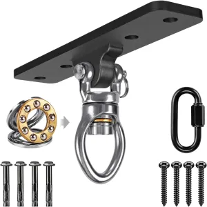 Dolibest Heavy Duty Swing Hanger, Swing Set Accessorie with Carabiner for Indoor Outdoor Playground, Porch Swing Hanging Kit for Wooden and Concrete Set with 4 Wood Screws and 4 Expansion Bolts, 900LB
