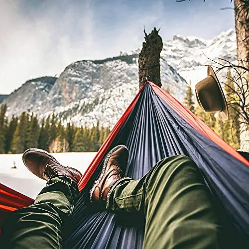 Double Camping Hammock - 10.5x6.5' w/ 9' Tree Straps,2 Carabiners