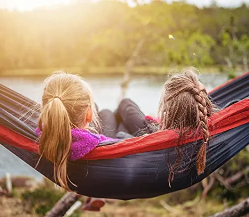 Double Camping Hammock - 10.5x6.5' w/ 9' Tree Straps,2 Carabiners