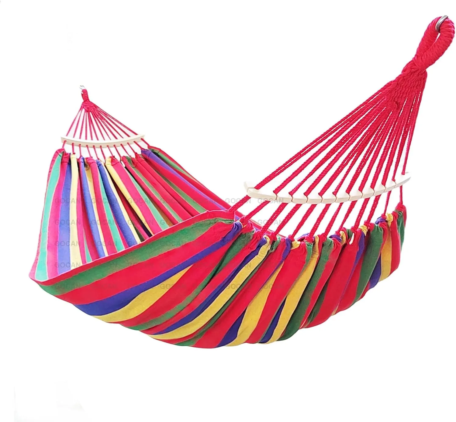 Double Hammock 2 Person Extra Large 220x160cm Total Length 330cm Load 500lb Canvas Cotton Hammock for Patio Porch Garden Backyard Lounging Outdoor and Indoor with Removable Spreader bar