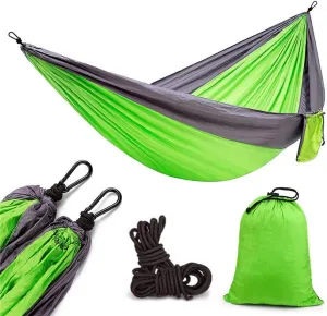 Double1-2 Person Parachute Hammock,Portable Travel Hammocks,Ultralight Sustainable Breathable Quick-Drying Outdoor Backpacking Hiking Green 270x140cm