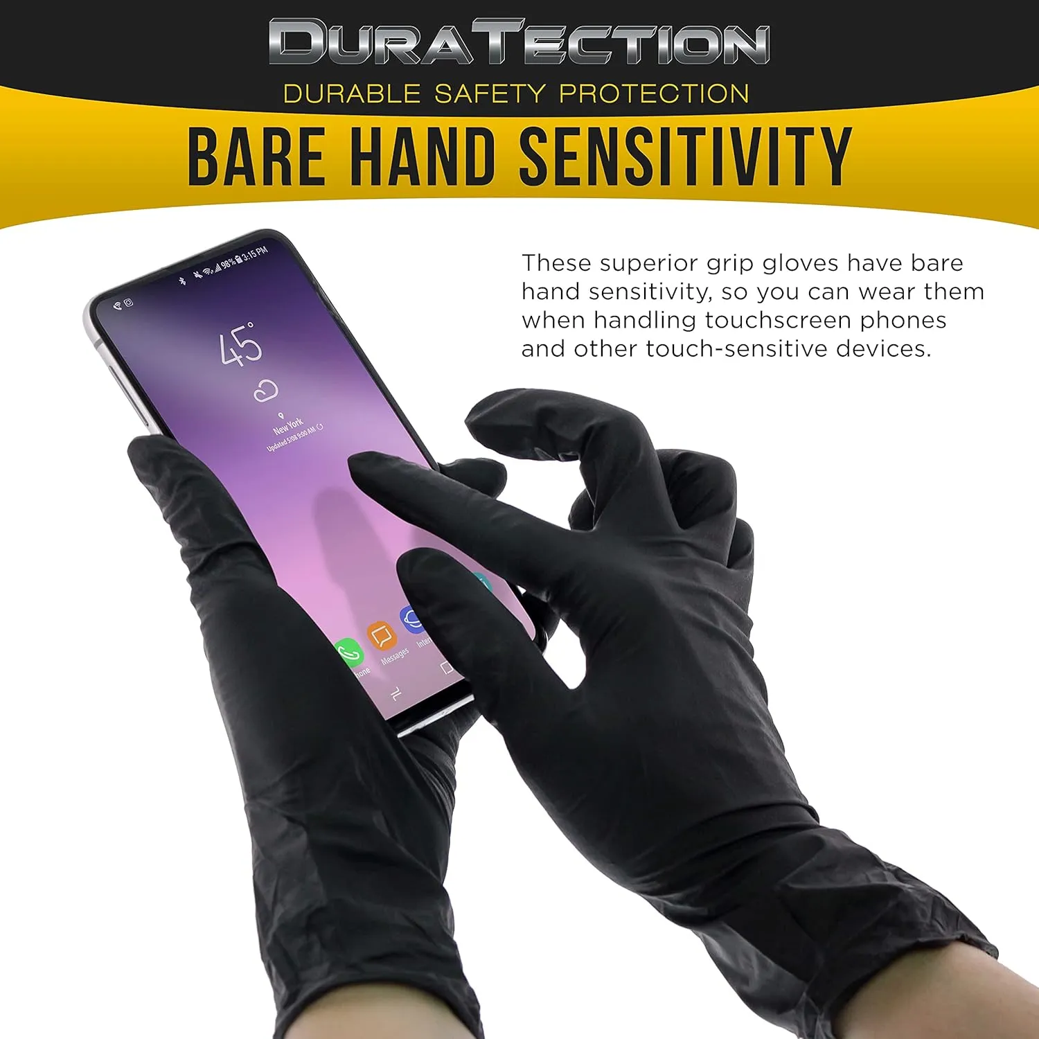 Dura-Gold Heavy Duty Black Nitrile Disposable Gloves, 6 Mil - Latex Free, Powder Free, Textured Grip