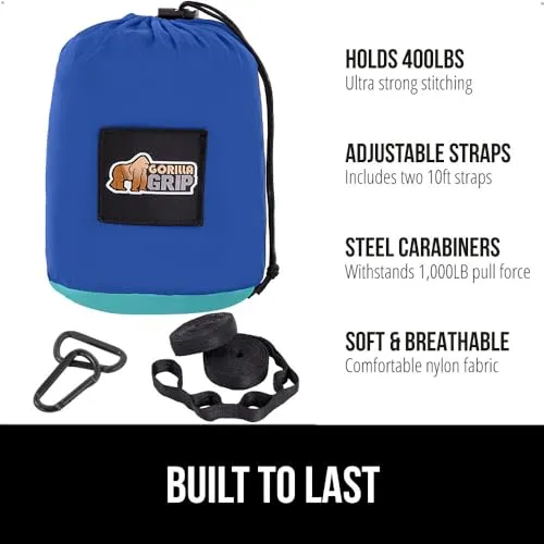 Durable Portable Camping Hammock,Holds 400lbs with Tree Straps