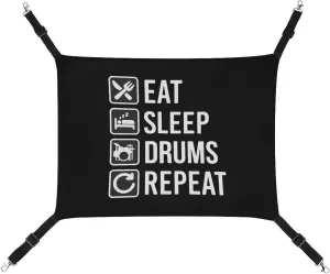 EAT Sleep Drum Repeat Cat Hanging Hammock Soft Breathable Pet Cage Dog Hammock with Adjustable Straps and Metal Hooks