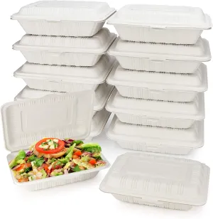 Eco Friendly 125 Count 7"x5" 1 Compartment To Go Food Containers - Heavy-Duty Quality, To Go Containers Disposable, Cornstarch, Microwave Safe, To Go Boxes for Food, Clamshell Food Container