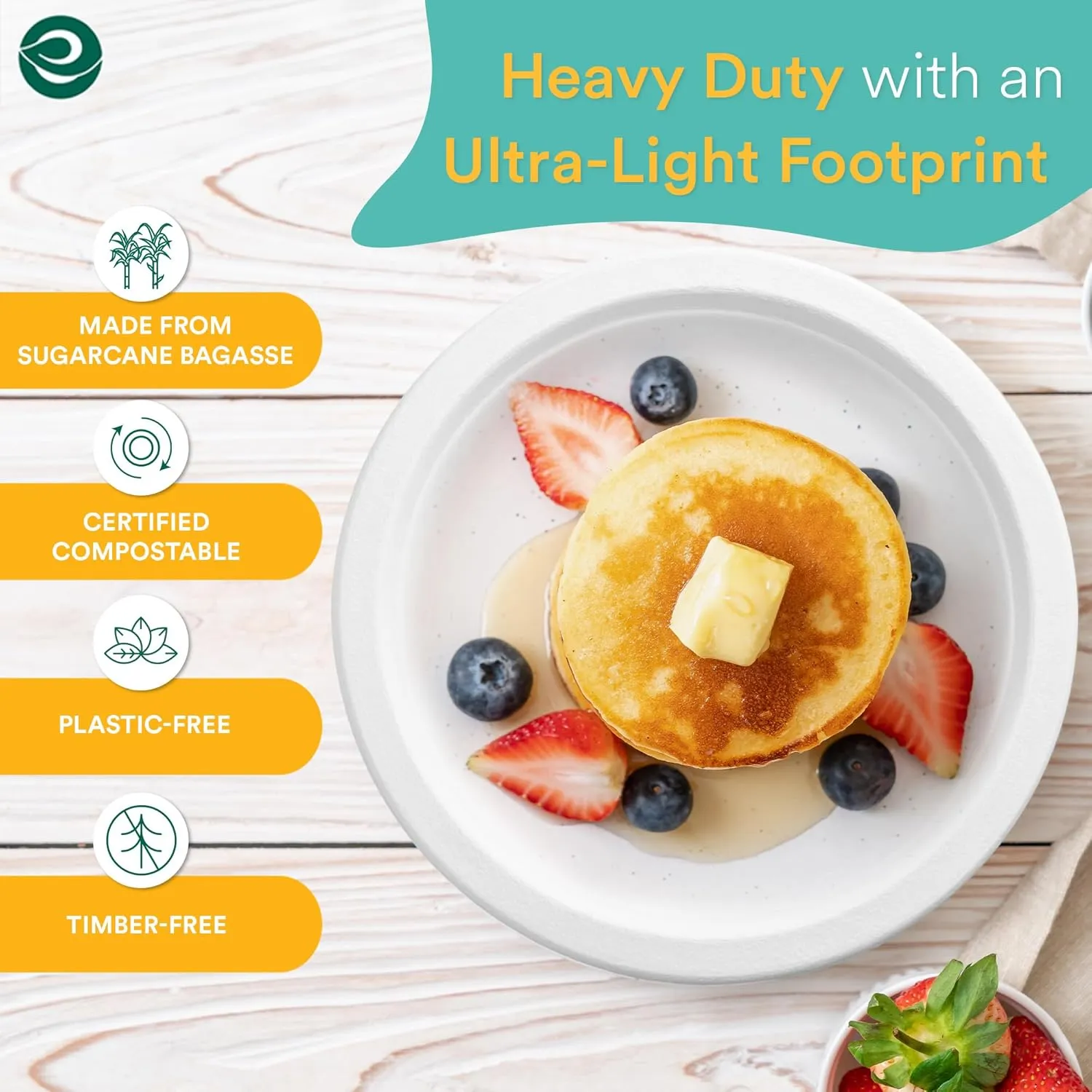ECO SOUL Pearl White 9 Inch 1000 [8x125 Pc] Paper Plates | 100% Compostable Disposable Bagasse I Heavy Duty Eco-Friendly Dinner Plates I Biodegradable Sugarcane Eco | Microwavable
