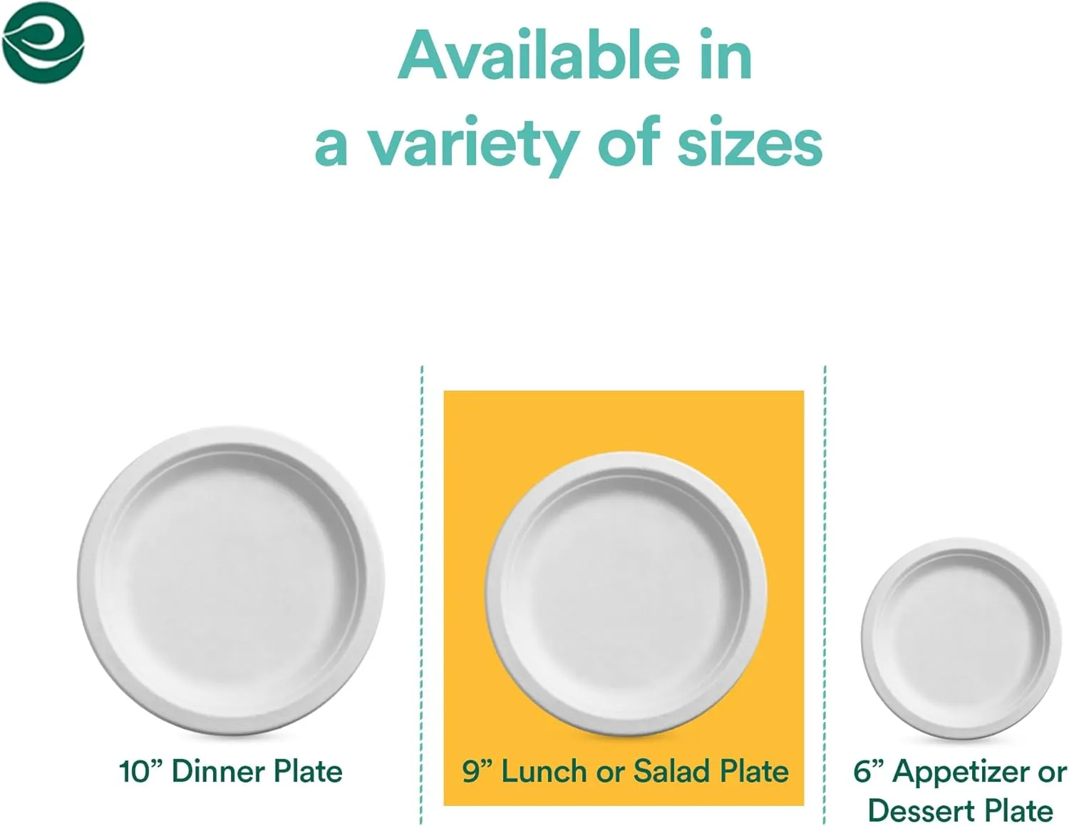 ECO SOUL Pearl White 9 Inch 1000 [8x125 Pc] Paper Plates | 100% Compostable Disposable Bagasse I Heavy Duty Eco-Friendly Dinner Plates I Biodegradable Sugarcane Eco | Microwavable