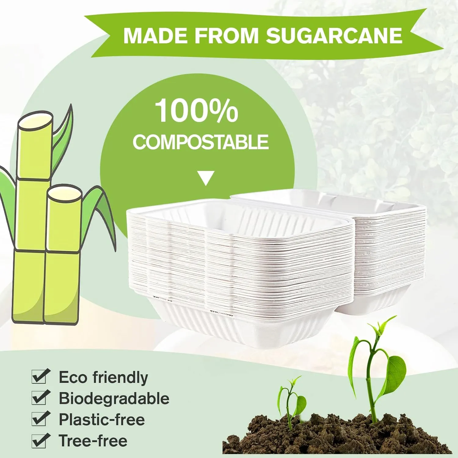 ECOLipak Clamshell Take Out Food Containers
