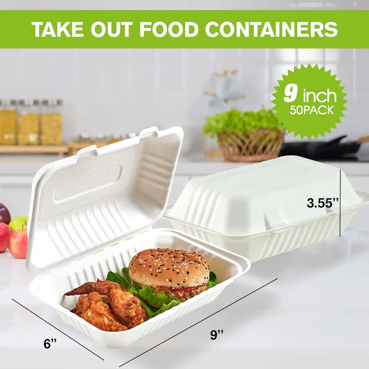 ECOLipak Clamshell Take Out Food Containers