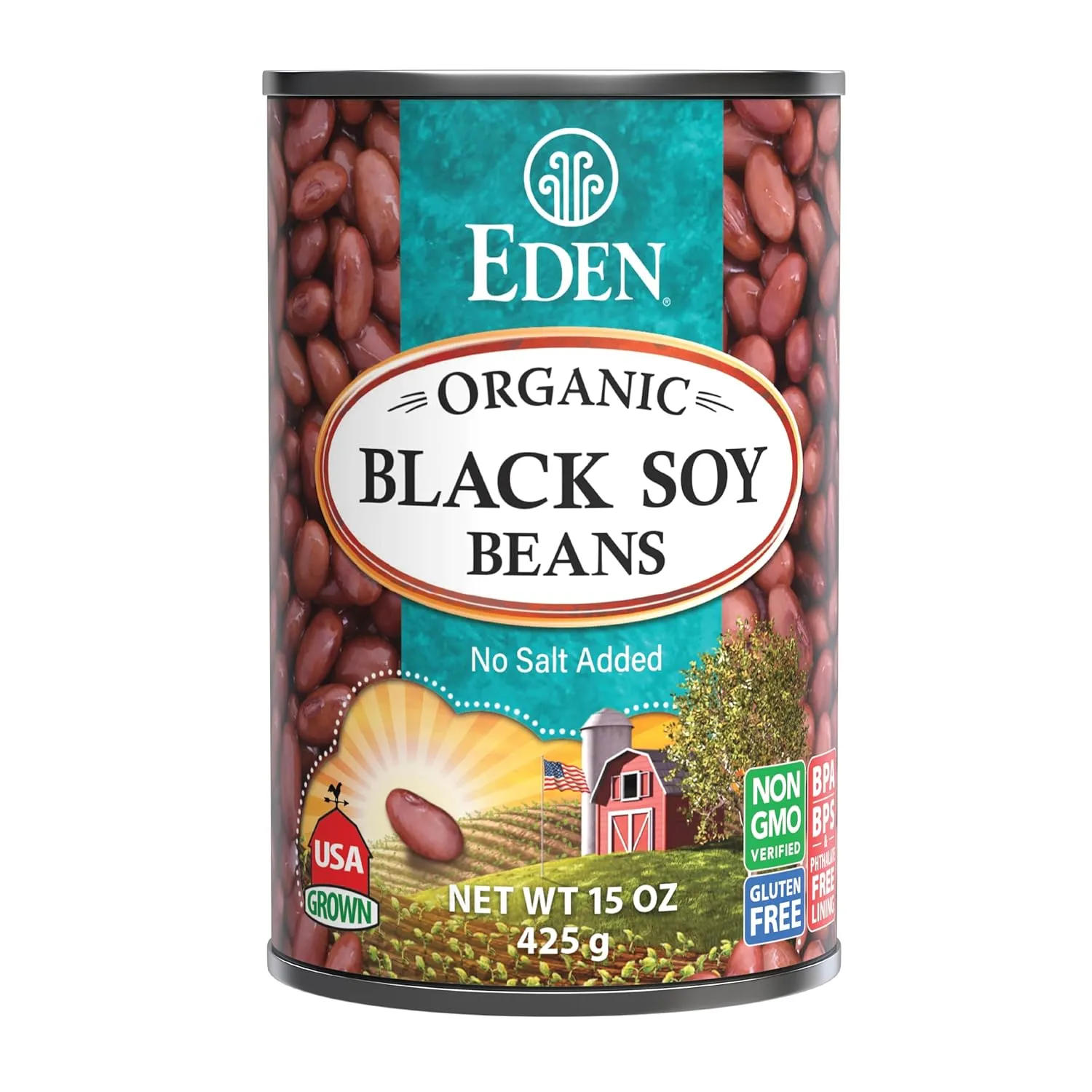 Eden Organic Black Soybeans, 15 oz Can (12-Pack), Complete Protein, No Salt, Non-GMO, Gluten Free, Vegan, Kosher, U.S. Grown, Heat and Serve, Macrobiotic, Soy Beans …