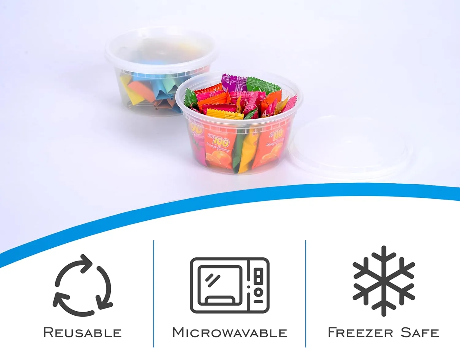 EDI [12 OZ, 250 Sets] Wholesale Plastic Deli Food Storage Containers with Airtight Lids | Microwave-, Freezer-, Dishwasher-Safe | BPA Free | Heavy-Duty | Meal Prep | Leakproof | Recyclable